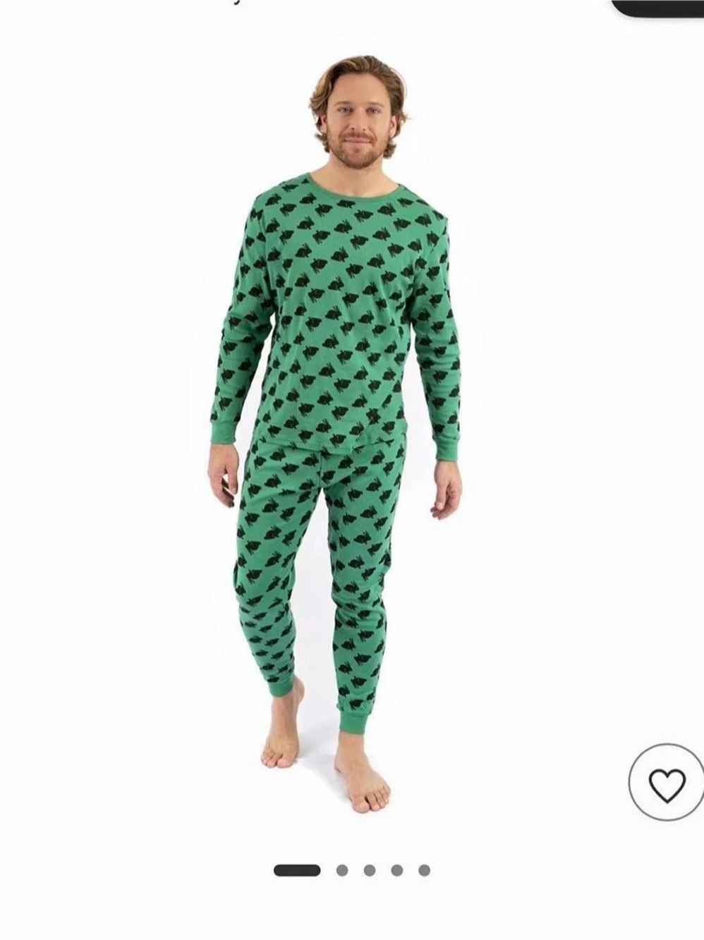Leveret Mens Green Cotton Bunny Pajamas Set